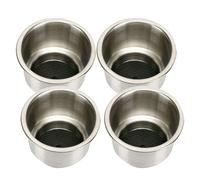 FreeTec Lot de 4 porte-gobelets en acier inoxydable avec drain - Insérer les porte-boissons avec drain pour bateau, camping-car, bateau