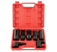 FreeTec Lot de 7 clés pour sonde lambda 22 mm, 27 mm, 29 mm, douilles pour démontage de sondes lambda de voiture (rouge)