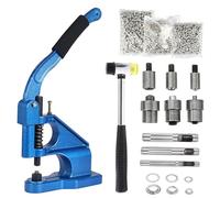 FreeTec Machine à Œillets Metal, 6/10/12 mm Presse a Œillets Manuelle, Pince Oeillet Professionnel avec 3 Matrices 1500 Oeillets Argentés Perforateurs et Marteau pour Baches Tissu Rideau