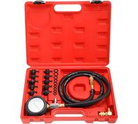 FreeTec Testeurs de Pression d'Huile, 140psi 10bar Manometre Pression Huile Moteur, Kit Outil Pression Huile Mano Pression Huile pour Voiture Camion et Tracteur (Rouge)