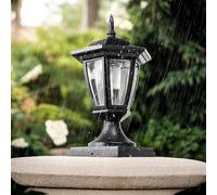FREEUP Noir Lampe Portail Exterieur Solaire Lampadaire De Jardin, IP44 Étanche Lampe Pilier Portail Extérieur Moderne Lampe Sur Pied, Lumières Extérieures pour Chemin Terrasse Jardin Cour Paysage
