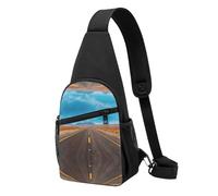 Freeway Highway Road in The Desert Sac à bandoulière décontracté en polyester durable avec plusieurs poches et porte-clés, sangle réglable pour homme et femme