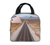 Freeway Highway Road In The Desert Sac à déjeuner isotherme pour homme et femme réutilisable portable étanche avec poche avant pour voyage, pique-nique, bureau, travail