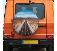 Freeway - Housse de pneu de secours « Highway Road in the Desert » de 35,6 cm, résistante aux intempéries et à la poussière, ajustement universel pour camping-car, remorque, VUS, camion, camping-car