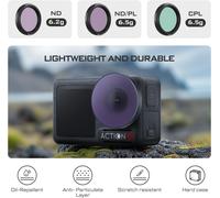 Freewell Filtre CPL pour Osmo Action 5 Pro/Action 4/Action 3 - Réduit Les Reflets et améliore Les Couleurs