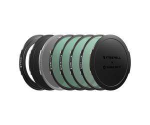 Freewell x Dunna Did It Kit vidéo de verrouillage ultra fin 77 mm | Fixe ND4, ND8, ND16, ND32, Glow Mist 1/4, capuchon avant en carton gris, capuchon arrière, anneau de base 77 mm