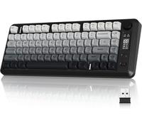 FREEWOLF M75 Clavier sans fil bimode, Bluetooth+2,4GHz, commandes et écran tactile, 82 touches compactes en PBT dégradé, éclairage arc-en-ciel,2000mAh, sans conflit de touches pour Mac/Windows-Noir