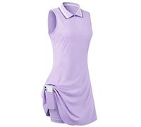 FREEYE Robe de Golf sans Manches pour Femme avec Short intérieur et Poches pour entraînement, Violet, Taille S
