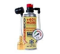 FREEZEECO HOBBY réfrigérant de remplacement r1234yf pour climatisation automobile -1 boîte 2en1, 235g avec conduite intégrée et manomètre + adaptateur