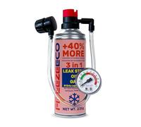 FREEZEECO HOBBY réfrigérant de remplacement r134a pour climatisation automobile -1 boîte 3en1, 235g avec conduite intégrée et manomètre