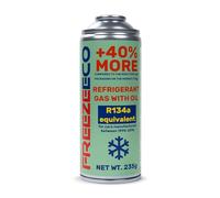 FREEZEECO Kit de Recharge de climatisation de Voiture de Rechange avec clapet Anti-Retour intégré, 235 g, + 40% d'efficacité - Compatible avec Les tuyaux Gazozoo et Alaska