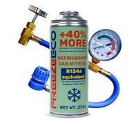 FREEZEECO réfrigérant de remplacement r134a pour climatisation automobile - 1 boîte 2en1, 235 g + conduite de pression avec manomètre