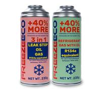 FreezeECO Lot de 2 : 3 en 1 LeakStop/huile/gaz 235 g type A + gaz 2 en 1 avec huile réfrigérant 235 g Type A [équivalent R134a/R12 - Voitures 1995-2016] Type A (11,5 mm) 470 g
