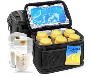 FreezeN'Go Sac Isotherme pour Lait Maternel et Bébé, Compatible avec Biberons Medela Express et Sachets de Conservation, Glacière Congelable avec 6 Pains de Glace Intégrés, Poignée et Bandoulière