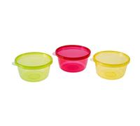 Freezer Lot de 3 boîtes rondes en plastique résistant pour la maison et le voyage, avec couvercle, Empilables, coloris assortis, lavables au lave-vaisselle