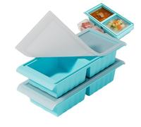 Freezer Tray - 2 And 4 Grid Silicone Containers, Airtight Food Storage Cubes with Flexible Nonstick Design Easy Release for Freezing Broth Soup Sauce Meal Prep, Ideal for Kitchen Home Restaurant Bakin