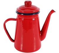 Frefgikty Cafetière en émail 1,1 l - à induction - Réchaud à gaz - Universel - Rouge