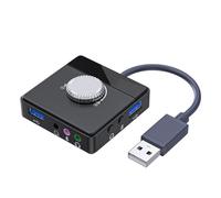 Frefgikty Carte son externe USB 3,5 mm Volume réglable Tablette Ordinateur Microphone Téléphone Adaptateur audio stéréo externe