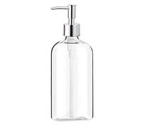 Frefgikty Distributeur de savon en verre transparent avec pompe 16 distributeurs de liquide rechargeables pour salle de bain et cuisine