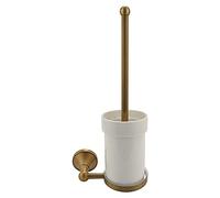 Frefgikty Ensemble de brosse WC en laiton antique avec support et tasse en céramique