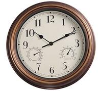 Frefgikty Horloge murale rétro étanche de 30,5 cm avec affichage thermomètre et hygromètre, horloge sans bruit pour intérieur/extérieur