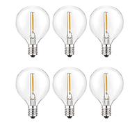 Frefgikty Lot de 6 ampoules LED G40 de rechange, culot à vis E12, incassables, pour guirlandes lumineuses solaires Blanc chaud