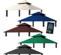 freigarten.de Toit de rechange pour pavillon 334 x 334 cm, sable ancien, résistant à l'eau, matériau : Panama PCV Soft 370 g/m², extra fort, modèle 10 (anthracite)