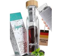 freigeist Bouteille de thé avec passoire to go 500ml | Bouteille d'eau en verre à double paroi | Bouteille d'eau en verre sans BPA