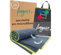 freigeist® Serviette en Microfibre | Grand Serviette de Bain en Microfibre | Parfait comme Serviette de Plage en Microfibre | idéal comme Serviette de Sport | 160x80 cm (Noir/Jaune)