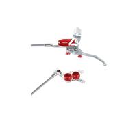 Frein arriere hope tech 4 e4 argent rouge durite tresse aviation
