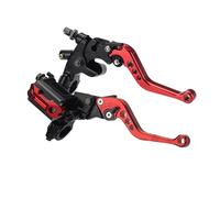 Frein Embrayage Maître-Cylindre Réservoir Leviers,Ensemble Poignée Leviers d'embrayage Pompe Supérieure Frein Réglable Hydrauliquement, Kit Levier d'embrayage Levier Frein Moto 7/8" Universels(Rouge)