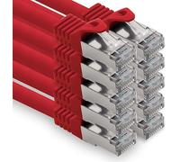 freiwerk 0,5 m - rouge - 10 pièces câble réseau CAT.7 câble de raccordement Ethernet Lan S-FTP LSZH PIMF 10GB s prise RJ45 Cat6a