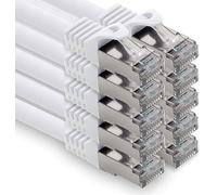 freiwerk 1,0 m - blanc - 10 pièces câble réseau CAT.7 câble de raccordement Ethernet Lan S-FTP LSZH PIMF 10GB s prise RJ45 Cat6a