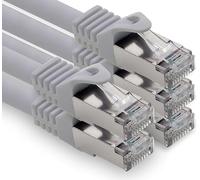 freiwerk 1,0 m - gris - 5 pièces câble réseau CAT.7 câble de raccordement Ethernet Lan S-FTP LSZH PIMF 10GB s prise RJ45 Cat6a