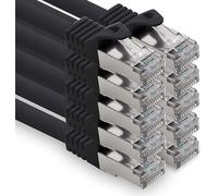 freiwerk 1,0 m - noir - 10 pièces câble réseau CAT.7 câble de raccordement Ethernet Lan S-FTP LSZH PIMF 10GB s prise RJ45 Cat6a