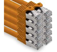 freiwerk 1,0 m - orange - 10 pièces câble réseau CAT.7 câble de raccordement Ethernet Lan S-FTP LSZH PIMF 10GB s prise RJ45 Cat6a