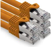 freiwerk 1,0 m - orange - 5 pièces câble réseau CAT.7 câble de raccordement Ethernet Lan S-FTP LSZH PIMF 10GB s prise RJ45 Cat6a