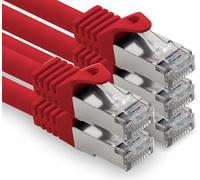 freiwerk 1,0 m - rouge - 5 pièces câble réseau CAT.7 câble de raccordement Ethernet Lan S-FTP LSZH PIMF 10GB s prise RJ45 Cat6a