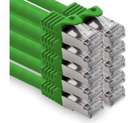freiwerk 1,0 m - vert - 10 pièces câble réseau CAT.7 câble de raccordement Ethernet Lan S-FTP LSZH PIMF 10GB s prise RJ45 Cat6a