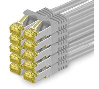 freiwerk 10x 2,0 M - Câble réseau CAT-7 Cat.7, Ethernet, Lan et câble patch RJ-45 SFTP 10GB/s - gris