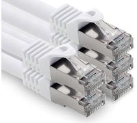 freiwerk 2,0 m - blanc - 5 pièces câble réseau CAT.7 câble de raccordement Ethernet Lan S-FTP LSZH PIMF 10GB s prise RJ45 Cat6a