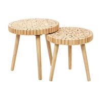 AltoBuy FREJ - Duo de Tables Gigognes Plateau Rondins de Bois