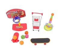 FRELEAN 4pcs Bird Training Toys | Basketball interactif/Skateboard/Chariot pour perroquets | Jouet éducatif pour Budgie/Parakeet/Cassadal | Construction en Plastique et en métal