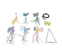 FRELEAN 6pcs Ensemble de Jouets de taquinerie de Chat Suspendus | Corde élastique réglable avec Cloche | Jouet interactif de Chat en Solo pour Le Cadre de Porte/Porte d'armoire | Design