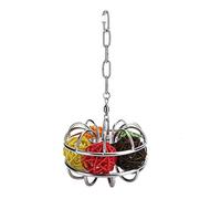 FRELEAN Jouet à Mastication du Perroquet | Balle de rotin en Acier Inoxydable pour la Nourriture et Le Jeu | Jouet Mordant pour Oiseaux pour Cages/perchoirs/Jeux de Jeu | Les Couleurs