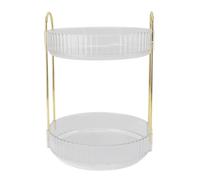 FRELEAN Organisateur de maquillage 2 niveaux | Organisateur de comptoir de salle de bain rotatif à 360 degrés | Stockage cosmétique d'économie d'espace pour chambre/vanité/cuisine | (White)
