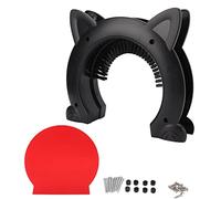 FRELEAN Porte de Chat en Acier Inoxydable avec Pinceau de toilettage | Pass de Compagnie Silencieux pour Les Portes intérieures | Fish Bone & Cat Ears Style | Ajustement Universel pour (Black)