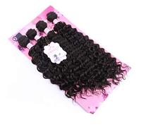 FRELYN Extensions de cheveux synthétiques ondulés ondulés 4 trames Couleur 2# (40,6 cm, 45,7 cm, 45,7 cm, 50,8 cm, 50,8 cm, mélangé), cheveux synthétiques doux résistants à la chaleur, aspect naturel