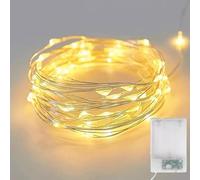 FREMON Guirlande Lumineuse, 10M 100LEDs Guirlande Led à Pile, 2 Modes d'Eclairage Fairy Lights pour Décoration Noël, Chambre, Arbre, Mariage, Jardin, Fête, Bouteille, Blanc Chaud