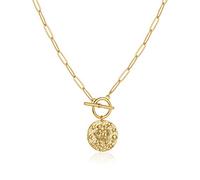 Fremttly Collier ras du cou avec pendentif rond plaqué or 14 carats avec 12 constellations astrologiques - Cadeau personnalisé pour homme et femme, 0.1 inches x 0.2 inches, Acier inoxydable, Pas de
